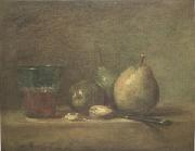 Jean Baptiste Simeon Chardin Pears Walnuts and a Glass of Wine (mk05) oil on canvas